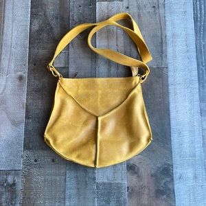 Golden yellow handmade leather Crossbody bag